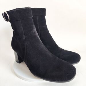 La Canadienne Ankle Boots Size 9 Jara Black Suede Leather Zip Preppy Canada Made